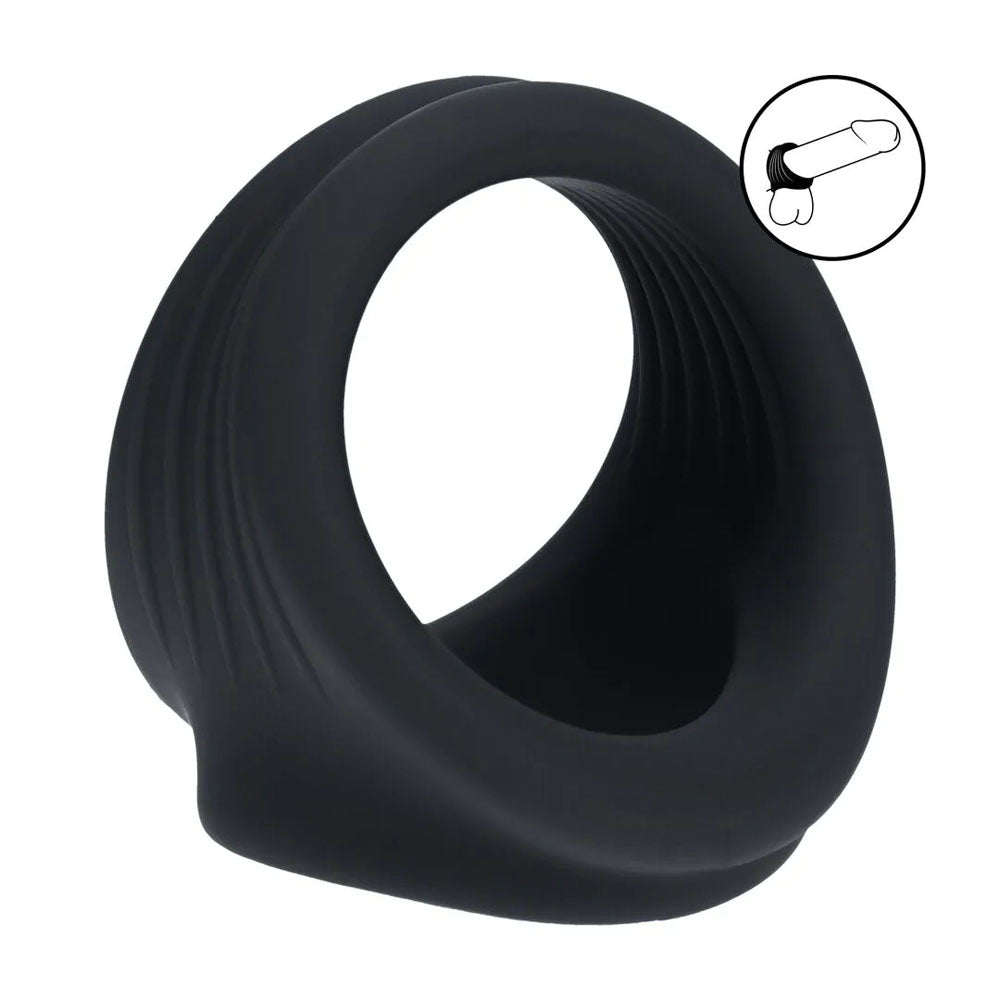 LEVELZ Silicone Cock & Ball Harness - Black Cock & Ball Ring