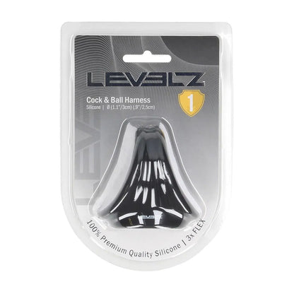 LEVELZ Silicone Cock & Ball Harness - Black Cock & Ball Ring