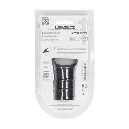 LEVELZ Silicone Cock Ring & Ribbed Sleeve - Black Cock Ring