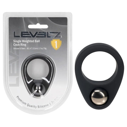 LEVELZ Single Weighted Ball Cock Ring - Black Weighted Cock Ring