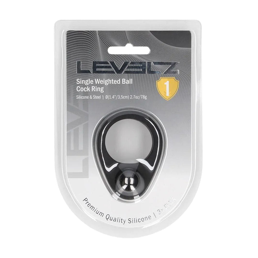 LEVELZ Single Weighted Ball Cock Ring - Black Weighted Cock Ring