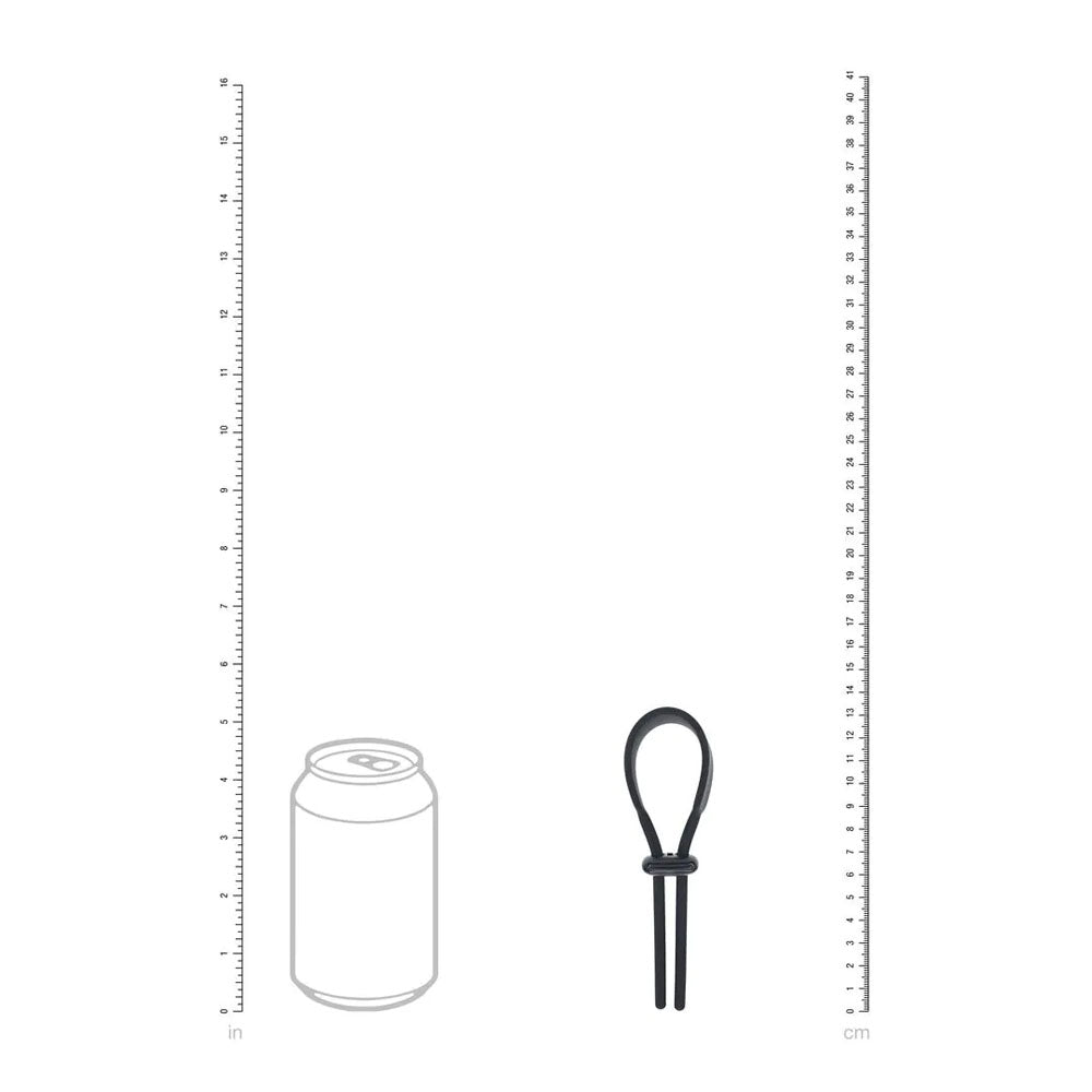 LEVELZ Wide Adjustable Silicone Lasso Cock Ring - Black Adjustable