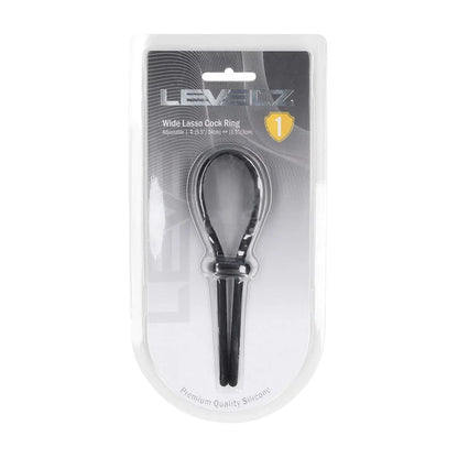 LEVELZ Wide Adjustable Silicone Lasso Cock Ring - Black Adjustable