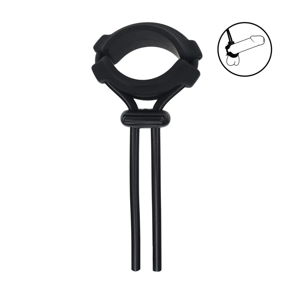 LEVELZ Wide Detachable Lasso Cock Ring - Black Adjustable Cock Ring