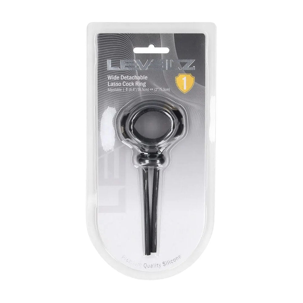 LEVELZ Wide Detachable Lasso Cock Ring - Black Adjustable Cock Ring
