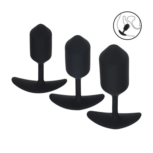 LEVELZ Silicone Weighted Anal Plug Training Set - Black Weighted Butt