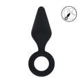 LEVELZ Silicone Anal Plug with Loop - Large - Black Large Butt Plug