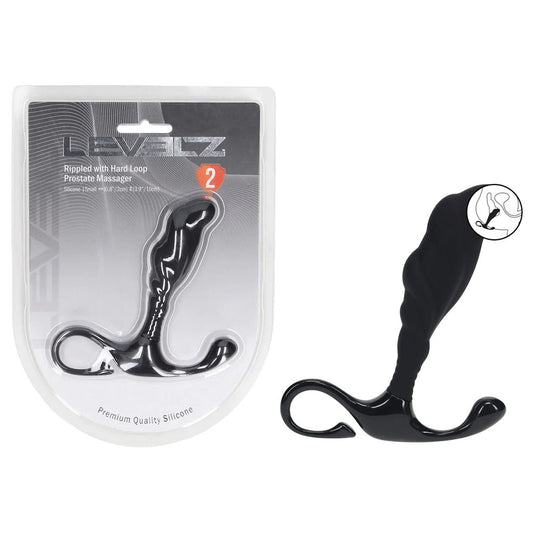 LEVELZ Rippled with Hard Loop Prostate Massager - Small - Black Small