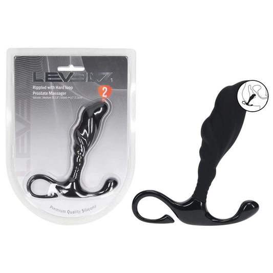 LEVELZ Rippled with Hard Loop Prostate Massager - Medium - Black