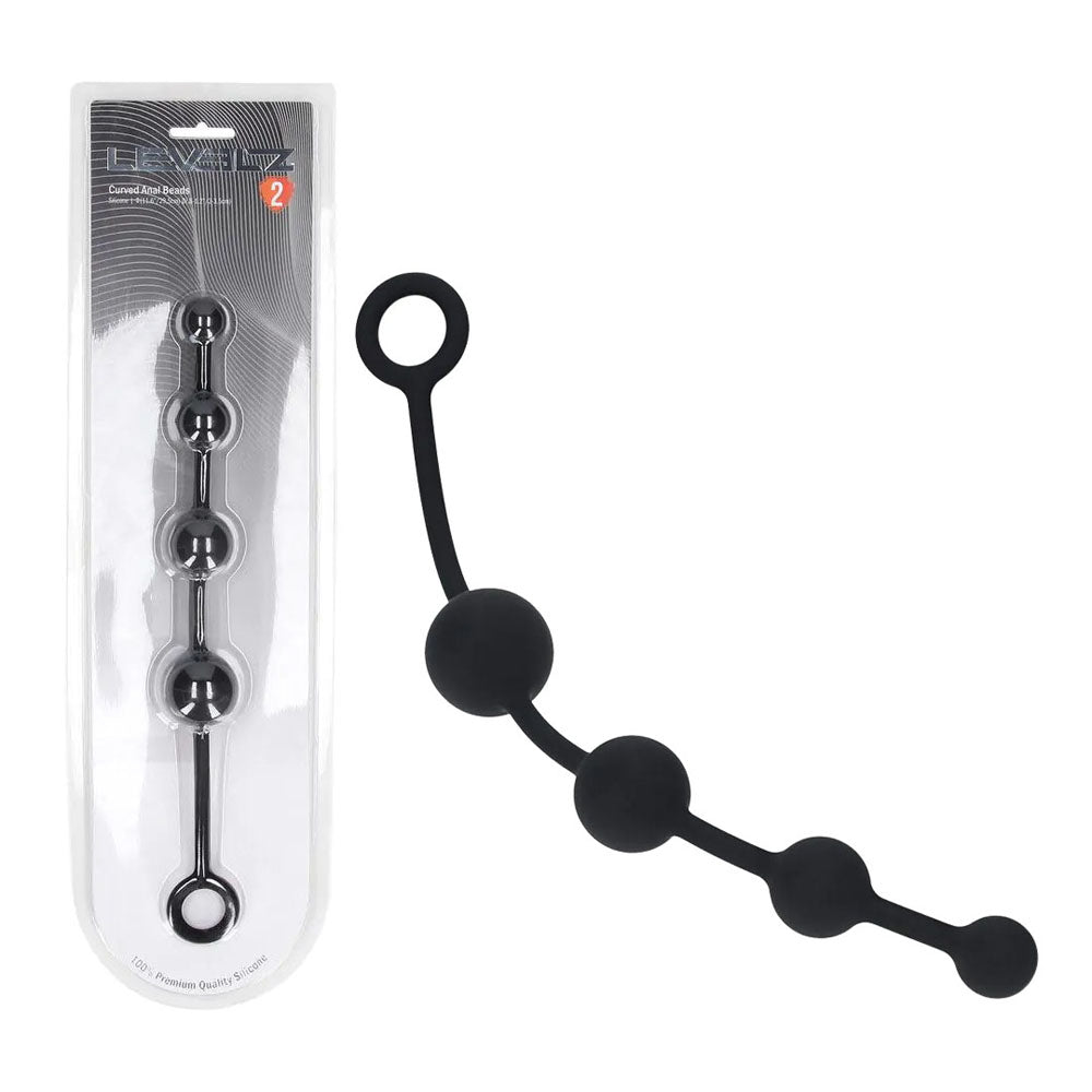 LEVELZ Curved Silicone Anal Beads - Black 29.5 cm Anal Beads