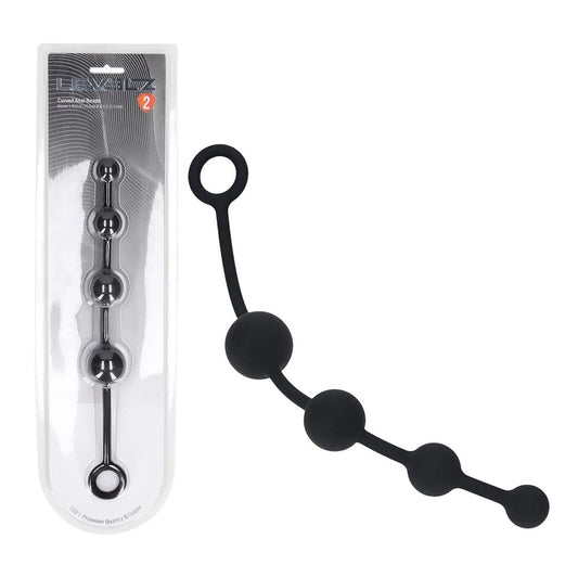 LEVELZ Curved Silicone Anal Beads - Black 29.5 cm Anal Beads