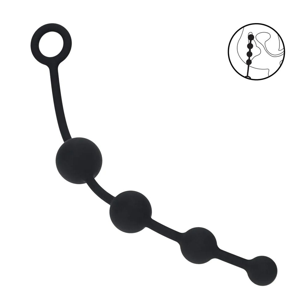 LEVELZ Curved Silicone Anal Beads - Black 29.5 cm Anal Beads