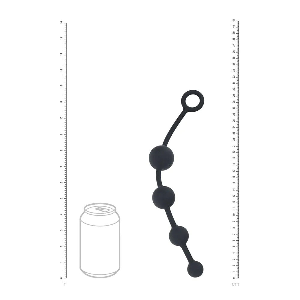 LEVELZ Curved Silicone Anal Beads - Black 29.5 cm Anal Beads