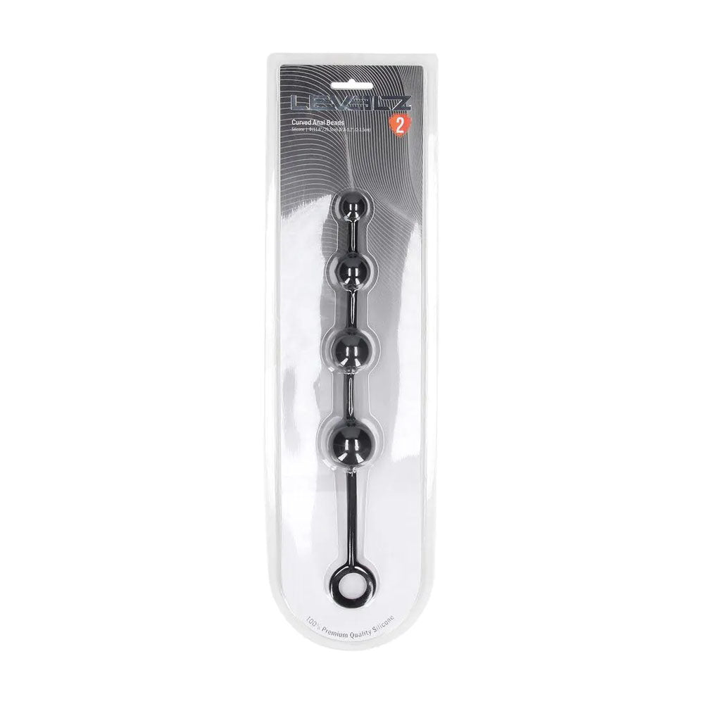 LEVELZ Curved Silicone Anal Beads - Black 29.5 cm Anal Beads