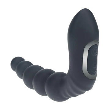 LEVELZ Rechargeable Beaded Prostate Massager - Black USB Rechargeable Heating + Vibrating Prostate Massager