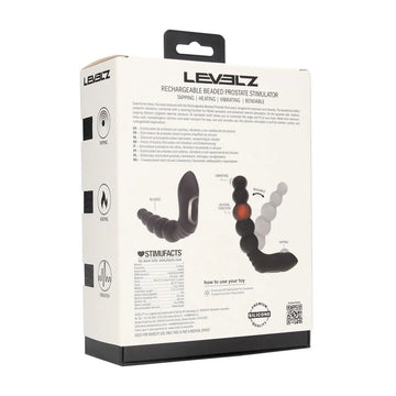 LEVELZ Rechargeable Beaded Prostate Massager - Black USB Rechargeable Heating + Vibrating Prostate Massager