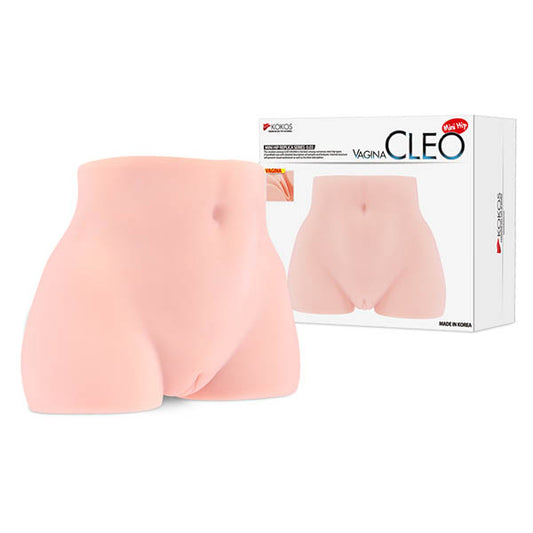 Kokos Mini Butt Cleo Vagina. Studio photo of the flesh stroker on a white background.