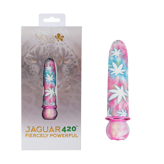 Maia JAGUAR 420 Tie Die. Studio photo of the pink bullet on a white background.