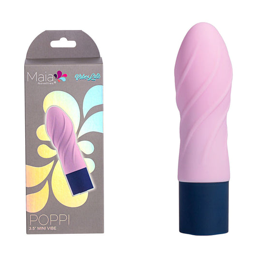 Maia POPPI Light Pink 8.9 cm USB Rechargeable Bullet. Studio photo of the bullet on a white background.