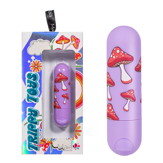 Maia JESSI Trippy Lavender 7.6 cm USB Rechargeable Bullet. Studio photo of the bullet on a white background, another angle.
