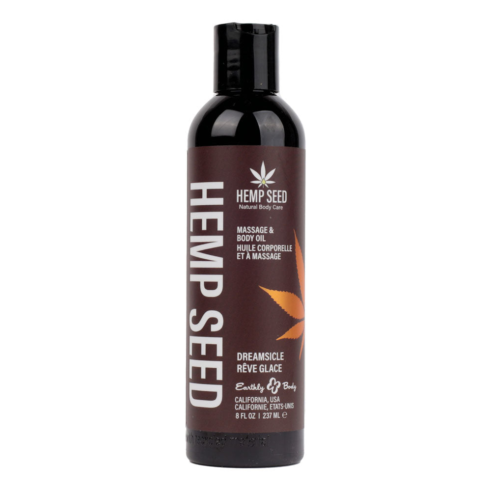 Hemp Seed Massage & Body Oil - Dreamsicle Scented - 237 ml Bottle