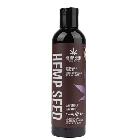 Hemp Seed Massage & Body Oil - Lavender Scented - 237 ml Bottle - Image 1