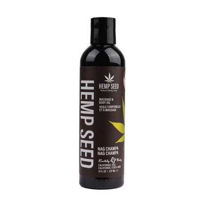 Hemp Seed Massage & Body Oil - Nag Champa Scented - 237 ml Bottle