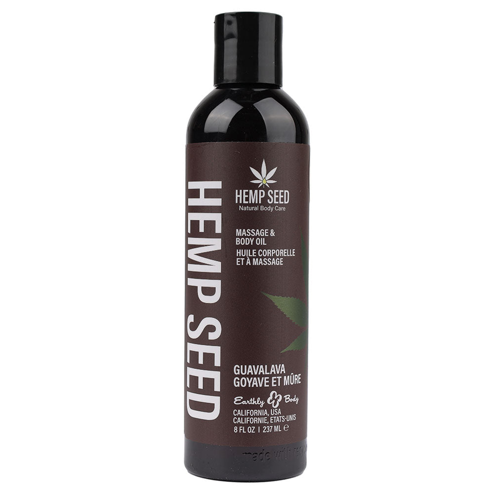 Hemp Seed Massage & Body Oil - Guavalava Scented - 237 ml Bottle