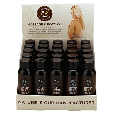 Hemp Seed Massage & Body Oil - Scented Massage Oils - Counter Display of 25 x 59 ml Bottles - Image 1