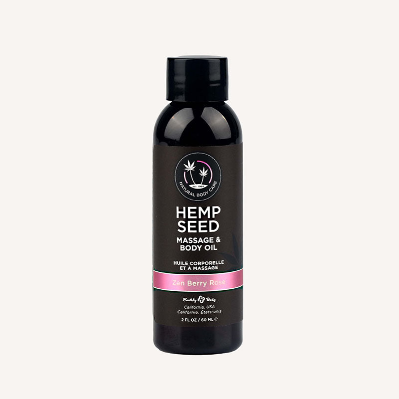 Hemp Seed Massage & Body Oil - Zen Berry Rose Scented - 59 ml