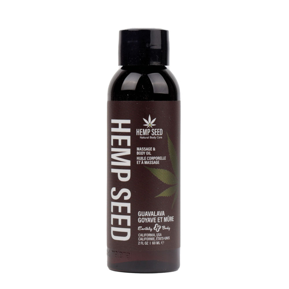Hemp Seed Massage & Body Oil - Guavalava Scented - 59 ml Bottle