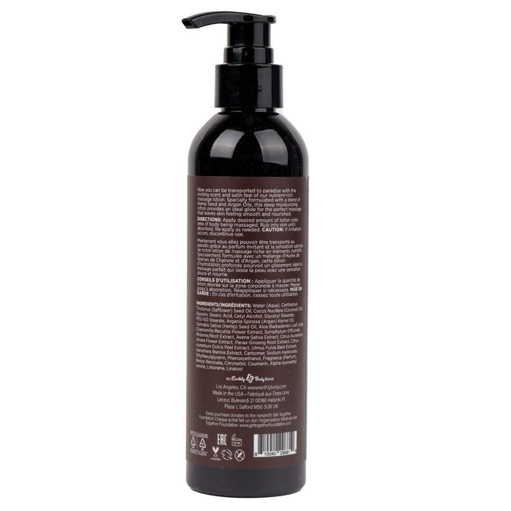 Hemp Seed Massage Lotion - Kashmir Musk Scented - 237 ml Bottle
