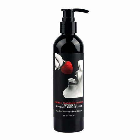 Edible Massage Lotion - Strawberry - Strawberry Flavoured Massage Lotion - 237 ml - Image 1