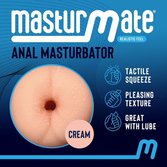 Masturmate Butt. The flesh stroker on a coloured surface, tighter crop.