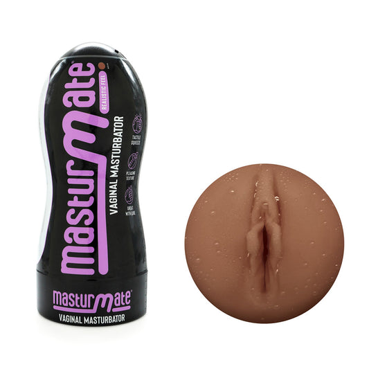 Masturmate Vagina. Studio photo of the brown stroker on a white background.