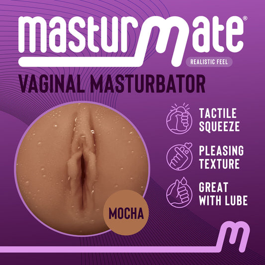 Masturmate Vagina. The brown stroker on a coloured surface.