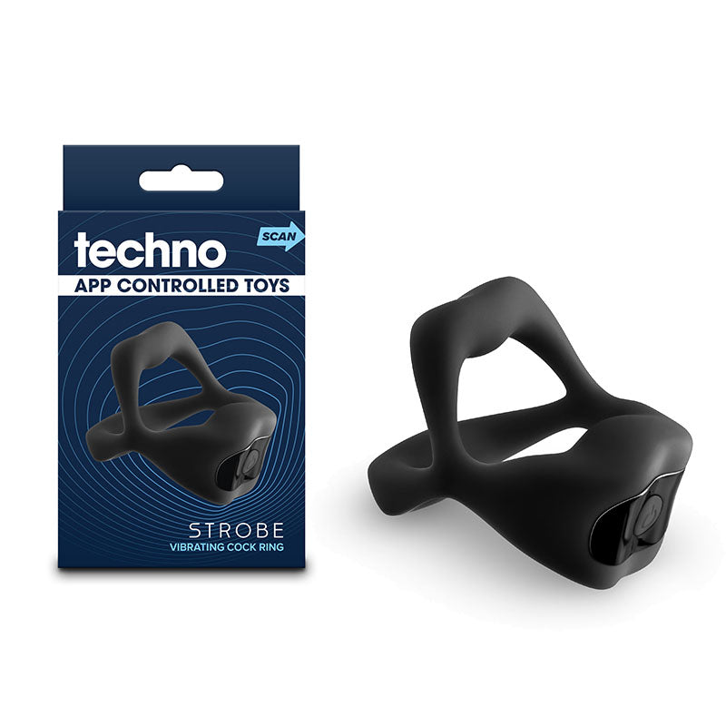 Techno - Strobe - Black Vibrating Cock Ring with App Control