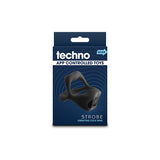 Techno - Strobe - Black - Black USB Rechargeable Vibrating Cock Ring with App Control - Image 4