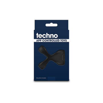 Techno - Strobe - Black - Black USB Rechargeable Vibrating Cock Ring with App Control