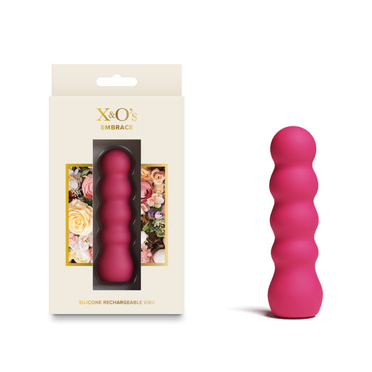 X & O's Embrace Rose 9.9 cm USB Rechargeable Bullet. Studio photo of the bullet on a white background, another angle.