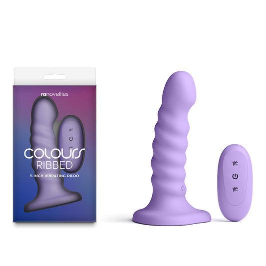 Colours Ribbed - 5'' Vibrating Dildo - Purple 14.5 cm Vibrating Dildo