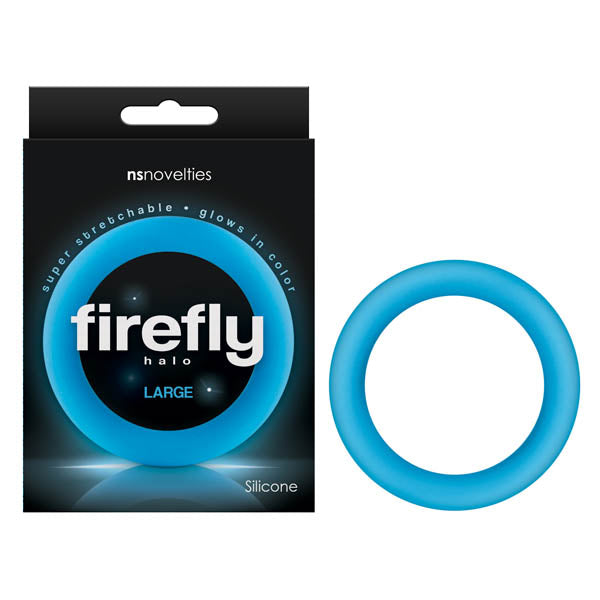 Firefly Halo - Glow In Dark Blue Large 60 mm Cock Ring - Image 1