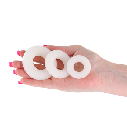 Firefly - 3pc Bubble Rings - White - Glow in Dark Cock Rings Set of 3
