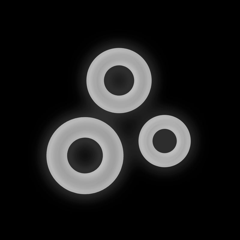 Firefly - 3pc Bubble Rings - White - Glow in Dark Cock Rings Set of 3
