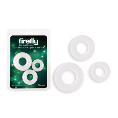 Firefly - 3pc Bubble Rings - White - Glow in Dark Cock Rings Set of 3