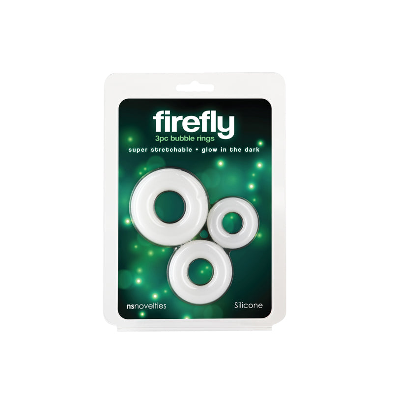 Firefly - 3pc Bubble Rings - White - Glow in Dark Cock Rings Set of 3