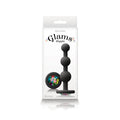Glams Ripple - Rainbow Gem - Black - Black 11.4 cm Butt Plug with Rainbow Gem Base