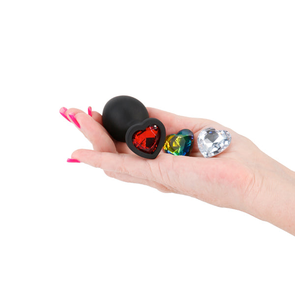 Glams Xchange Heart - Medium - Black Medium Butt Plug
