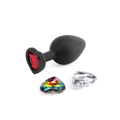 Glams Xchange Heart - Medium - Black Medium Butt Plug