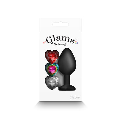 Glams Xchange Heart - Medium - Black Medium Butt Plug